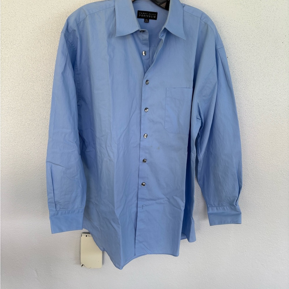 Men's Blue Perry Ellis Dress Shirt, Style Portofolio, size 15 1/2, 32/33